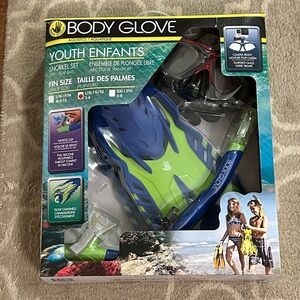 Body Glove Youth Snorkel Set - Blue and Green with Mesh Carry Bag